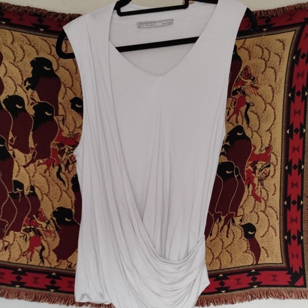 All Saints Asymmetrical Wrap Blouse